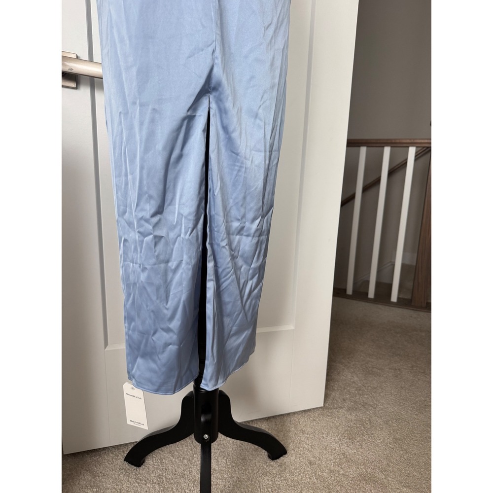 Abercrombie & Fitch Light Blue Satin Twist Front Midi Dress XXS NWT wedding - Picture 3 of 9